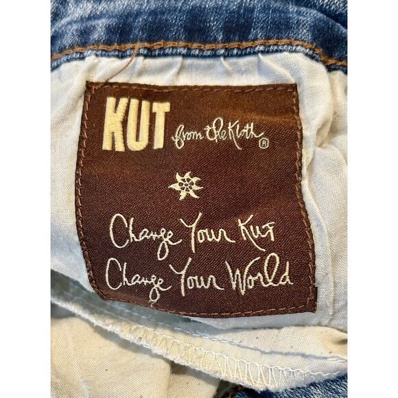 Kut From The Kloth Womens Distressed Blue Denim Jeans Size 14 Straight Leg - Picture 10 of 11